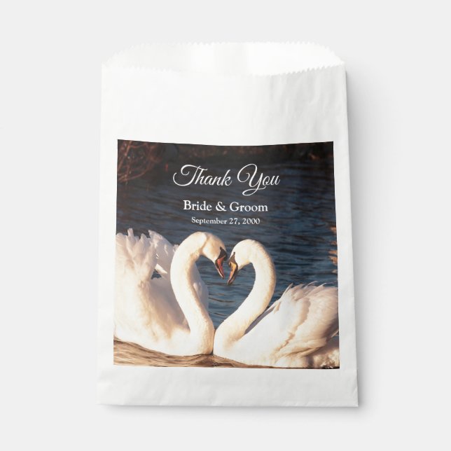 White Swans Wedding Favor Bag (Front)