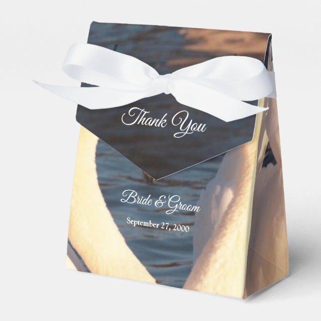 White Swans Wedding Favor Box (Front Side)