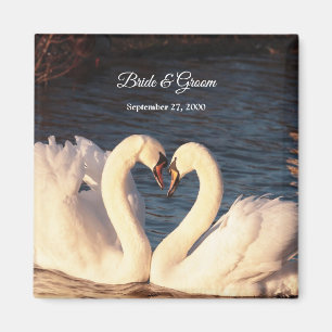 White Swans Wedding Magnet