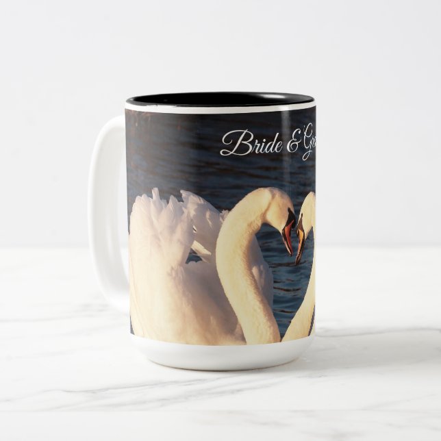 White Swans Wedding Mug (Front Left)