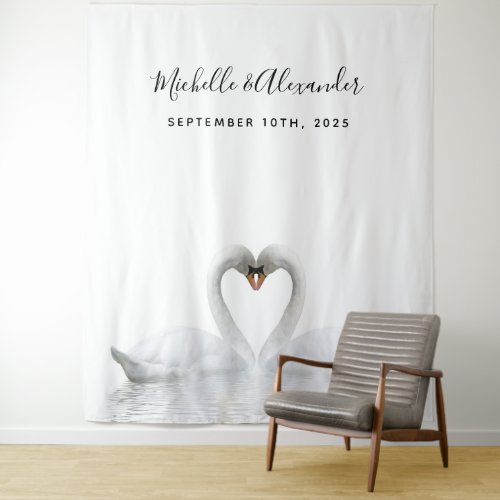 White swans wedding photo backdrop