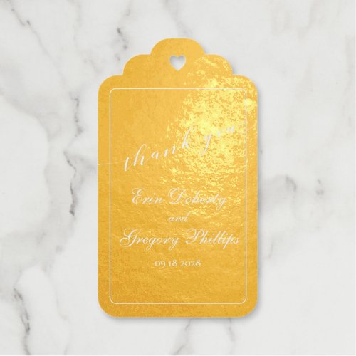 White Swash Font Calligraphy Thank You Gold Foil Gift Tags