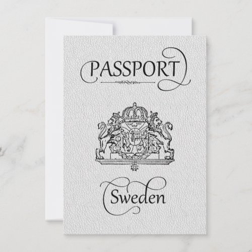 White Sweden Passport Save the Date Card