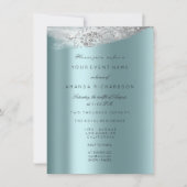 White Sweet 16th Bridal Dress Gray Aqua Diamond Invitation (Front)