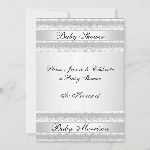 White sweet Baby Shower Party  Invitation