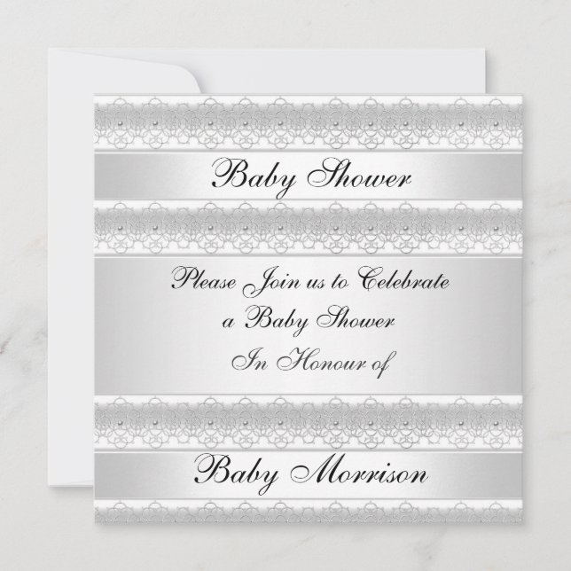 White sweet Baby Shower Party  Invitation (Front)