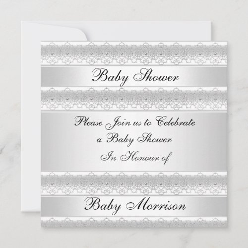 White sweet Baby Shower Party  Invitation