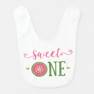 White Sweet One Watermelon 1st Birthday Outfit Baby Bib