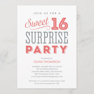 White Sweet Sixteen Surprise Invitations