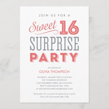 White Sweet Sixteen Surprise Invitations by UniqueInvites at Zazzle