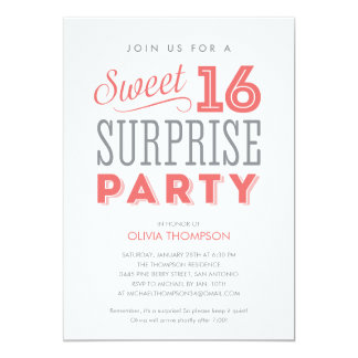 Sweet 16 Surprise Party Invitations & Announcements | Zazzle