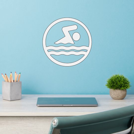 White Swimmer Icon Swimming and Diving Pool Wall Decal