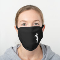 White Swinging Lady Golfer Black Cotton Face Mask