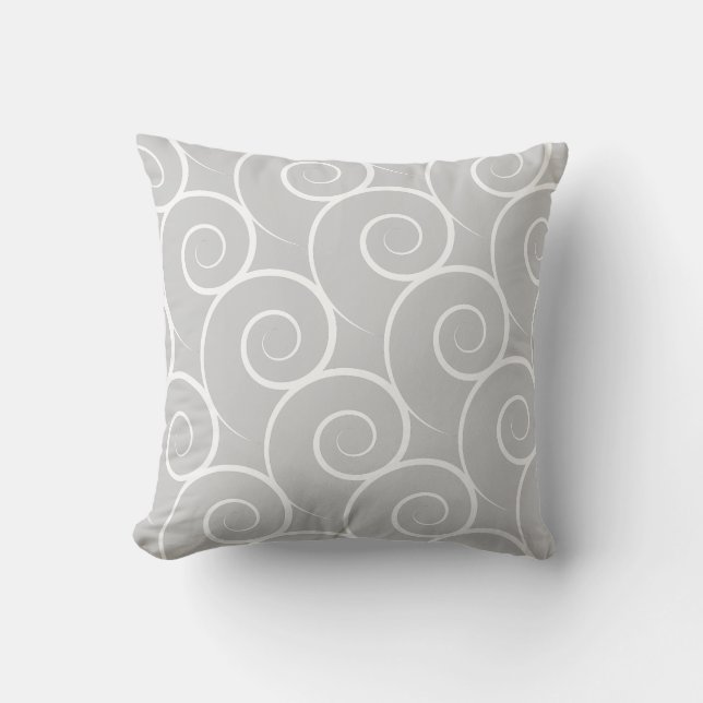 White Swirl Customizable Color Throw Pillow (Front)