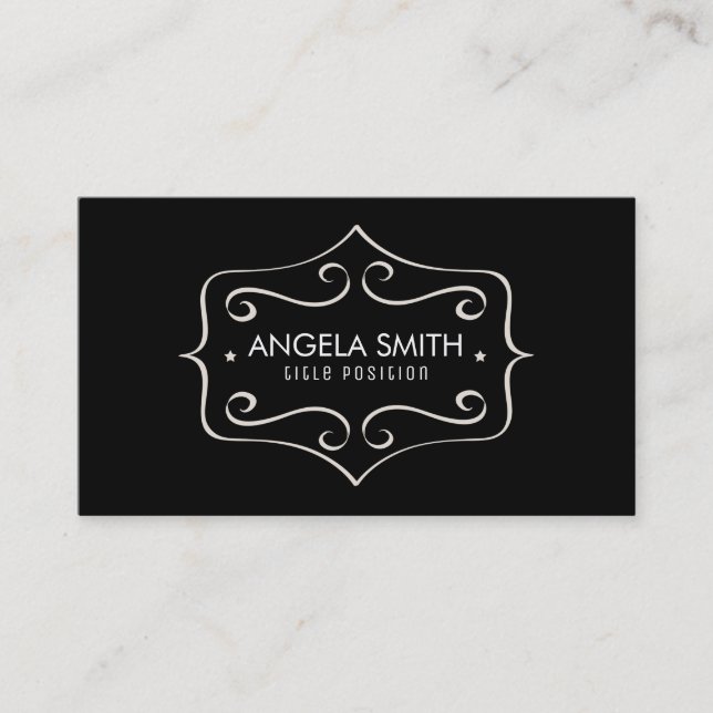 White Swirl Frame Business Card (Front)