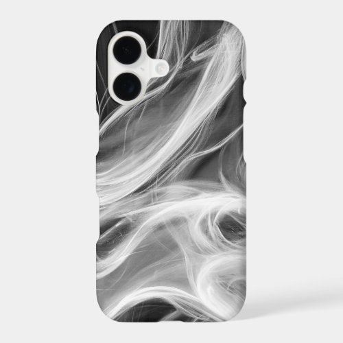 White Swirling Smoke on Black iPhone 17 Case