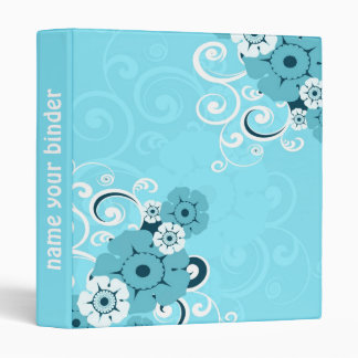 White Swirls And Flowers Blue wedding Binder