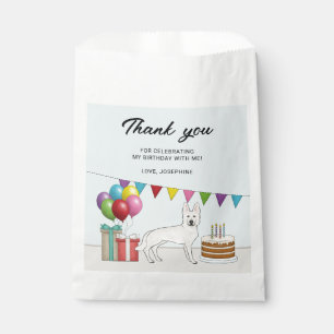 White Swiss German Shepherd Dog Birthday Thank You Favor Bag