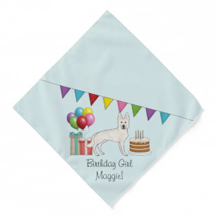 White Swiss German Shepherd Dog Colorful Birthday Bandana