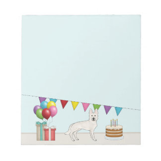 White Swiss German Shepherd Dog Colorful Birthday Notepad