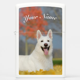 White Swiss Shepherd Dog Cute Photo - Personalized Zippo Lighter