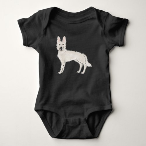 White Swiss Shepherd German Shepherd Alsatian Dog Baby Bodysuit