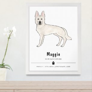 White Swiss Shepherd White GSD And Custom Text Framed Art