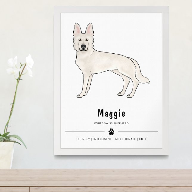 White Swiss Shepherd White GSD And Custom Text Framed Art (Entryway)