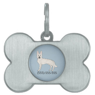 White Swiss Shepherd White GSD And Phone Number Pet ID Tag