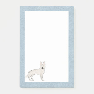 White Swiss Shepherd White GSD Cartoon Dog Blue Post-it Notes