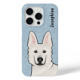White Swiss Shepherd White GSD Cartoon Dog Head iPhone 15 Pro Case