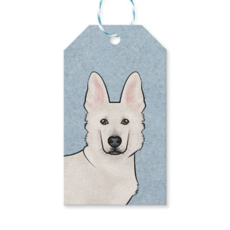 White Swiss Shepherd White GSD Cartoon Dog Head Gift Tags