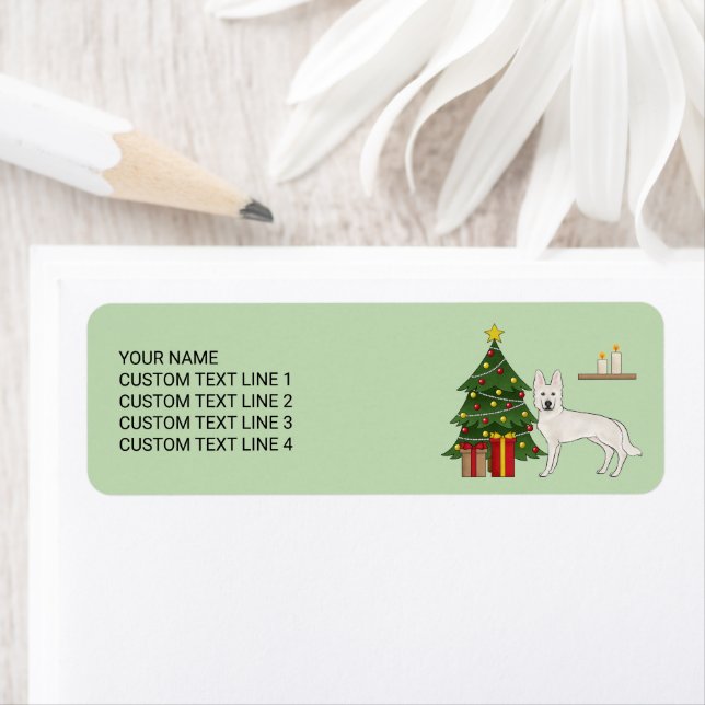 White Swiss Shepherd White GSD Christmas Tree Label (Insitu)