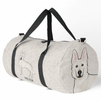 White Swiss Shepherd White GSD Cute Cartoon Dog Duffle Bag