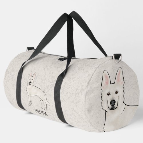 White Swiss Shepherd White GSD Cute Cartoon Dog Duffle Bag