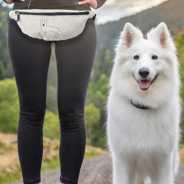 White Swiss Shepherd White GSD Cute Cartoon Dog Fanny Pack (Please note: This image is a digital mockup. The product may not be in scale.)