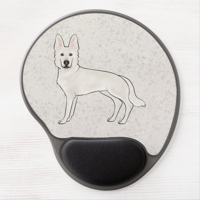 White Swiss Shepherd White GSD Cute Cartoon Dog Gel Mouse Pad (Front)