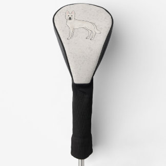 White Swiss Shepherd White GSD Cute Cartoon Dog Golf Head Cover