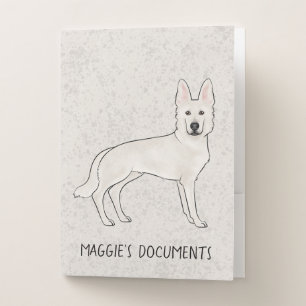 White Swiss Shepherd White GSD Cute Cartoon Dog Pocket Folder