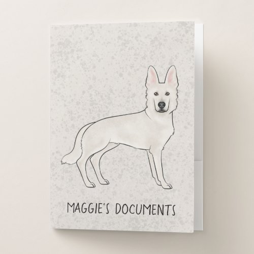 White Swiss Shepherd White GSD Cute Cartoon Dog Pocket Folder