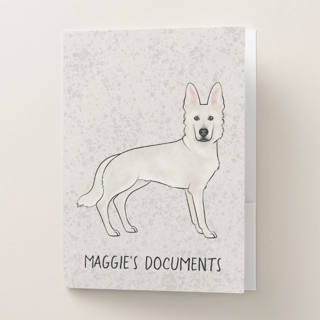 White Swiss Shepherd White GSD Cute Cartoon Dog Pocket Folder (Front)