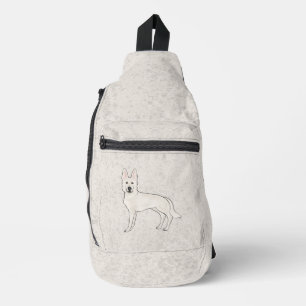 White Swiss Shepherd White GSD Cute Cartoon Dog Sling Bag