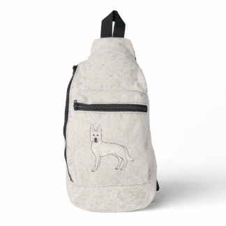 White Swiss Shepherd White GSD Cute Cartoon Dog Sling Bag