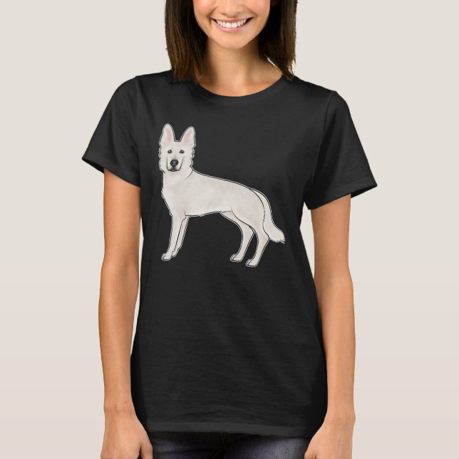 White Swiss Shepherd White GSD Cute Cartoon Dog T-Shirt (Front)