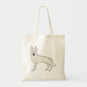 White Swiss Shepherd White GSD Cute Cartoon Dog Tote Bag