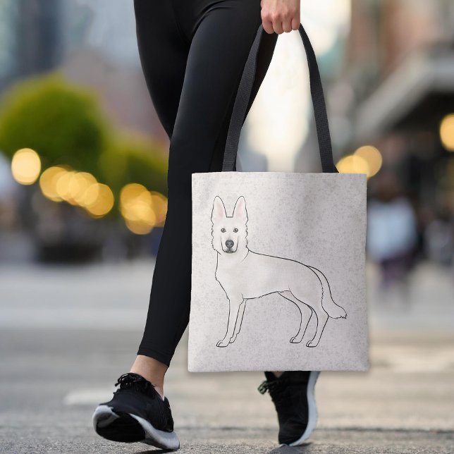 White Swiss Shepherd White GSD Cute Cartoon Dog Tote Bag (Please note: This image is a digital mockup. The product may not be in scale.)