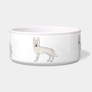 White Swiss Shepherd White GSD Cute Cartoon Dogs Bowl