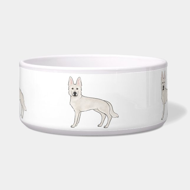 White Swiss Shepherd White GSD Cute Cartoon Dogs Bowl (Front)