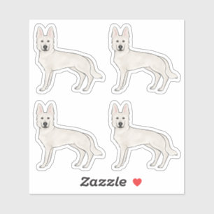 White Swiss Shepherd White GSD Cute Cartoon Dogs Sticker