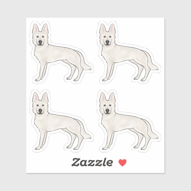 White Swiss Shepherd White GSD Cute Cartoon Dogs Sticker (Sheet)
